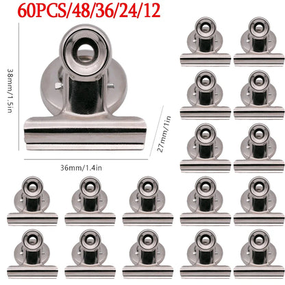 12/60pcs Fridge Strong Clips Magnets Scratch Free Detailed List Display Fastener Powerful Magnetic Paper Clip for Refrigerator