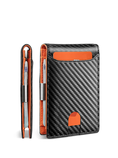 Men's RFID Blocking Card Holder Bifold Wallet With Money Clip Minimalist Pocket Slim Wallet