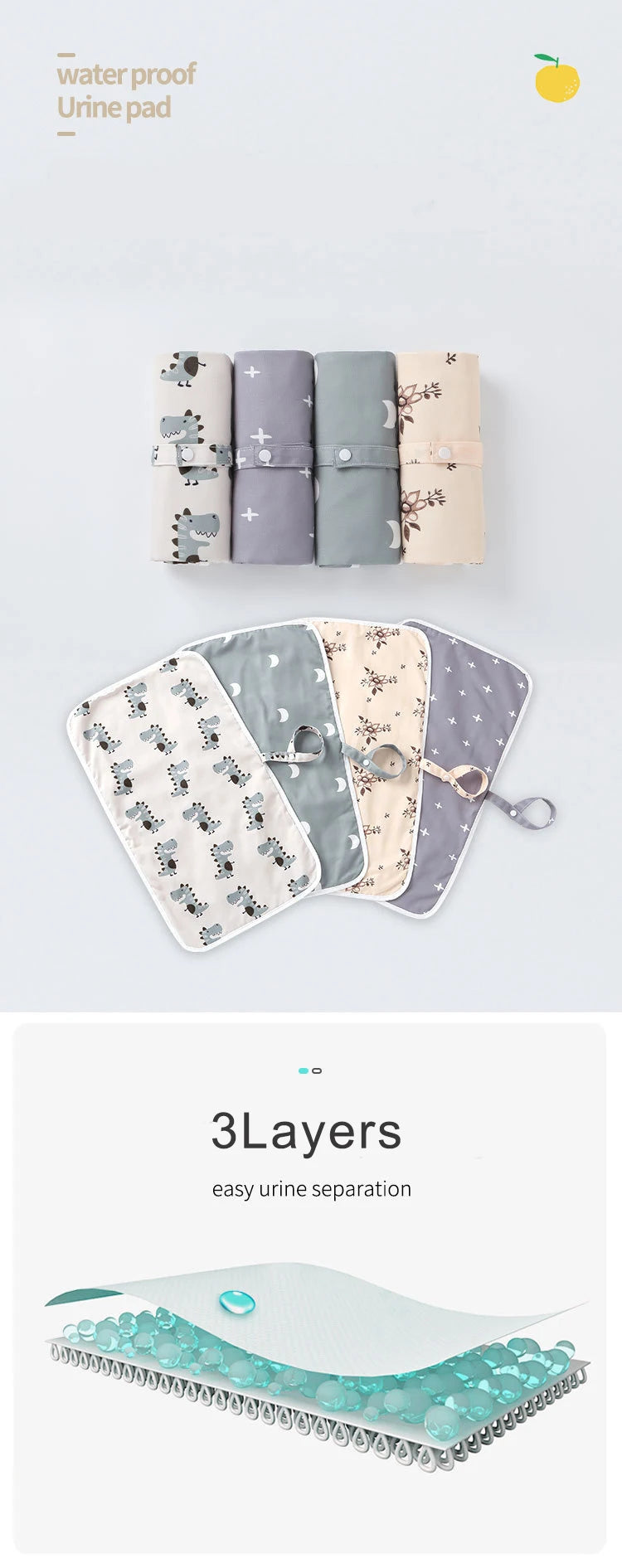 HappyFlute 35*60CM Washable Baby Diaper Changing Mat Soft 100%Polyester Portable Changing Pad Waterproof Cover Mattress For Baby