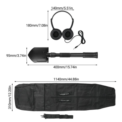 Metal Detector Accessories Includes Headphones for Metal Detecting Collapsible Shovel and Metal Detection Bag for Beach Planting