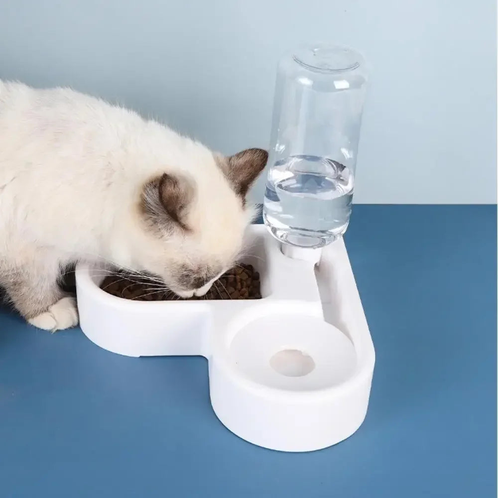 Automatic Water Bowl Feeder with Dispenser - Corner Pet Food Dish Moisture-Proof Drinking & Feeding Bowl for Dogs and Cats