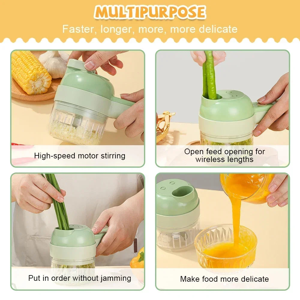 5 in 1 Electric Vegetable Cutter Set Portable, Rechargeable, Wireless Food Processor & Chopper Machine for Pepper, Garlic& Meat