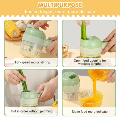 5 in 1 Electric Vegetable Cutter Set Portable, Rechargeable, Wireless Food Processor & Chopper Machine for Pepper, Garlic& Meat