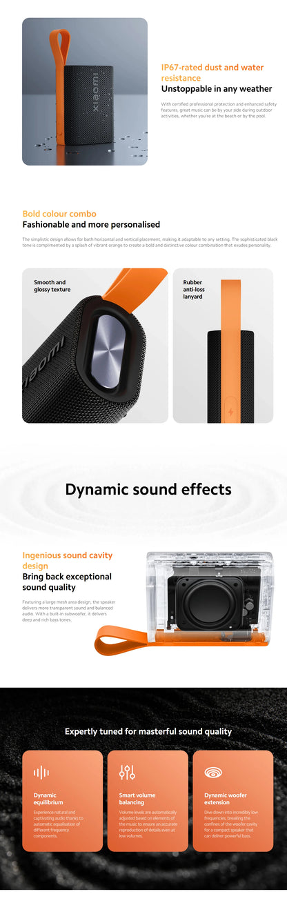 NEW Xiaomi Sound Pocket IP67 Bluetooth 5.4 Portable Speaker TWS Stereo Combo 1000mAh 10-Hour Ultra-Long Battery Life Microphone