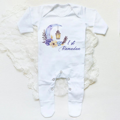 My First Ramadan Baby Babygrow Sleepsuit Long Sleeve Infant Boy Girl Sleepsuit Print Crew Neck Romper 1st Ramadan Babys Clothes