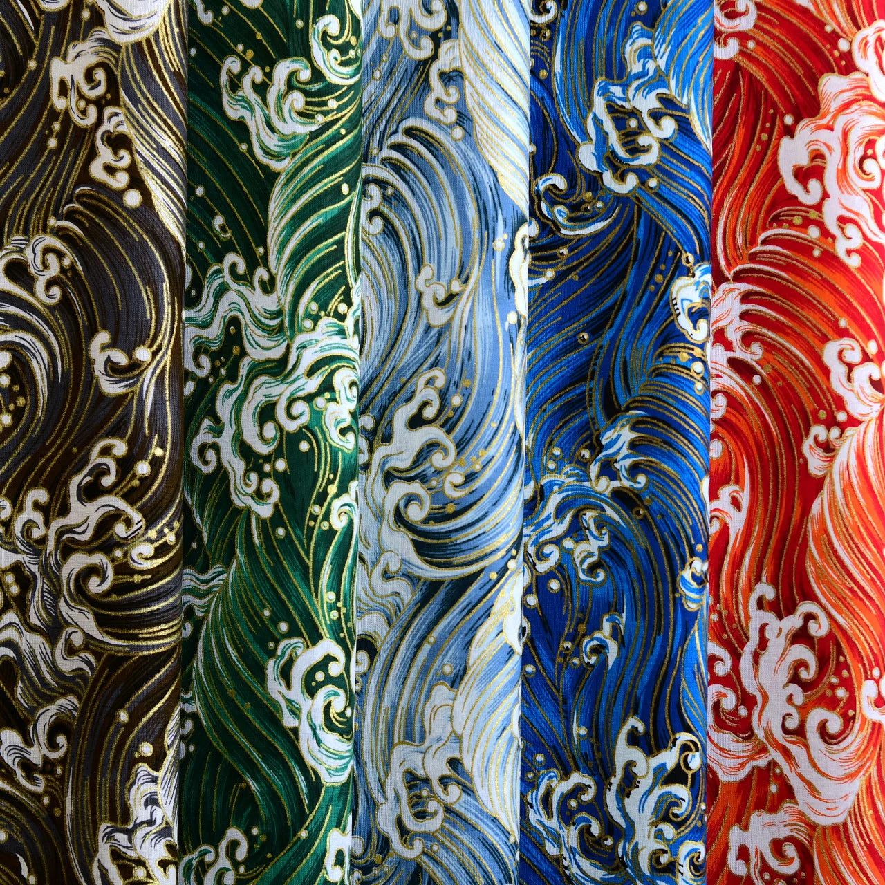 Cotton Bronzing Printing Fabric Handmade DIY Clothing Luggage Sachet Cotton Cloth Cotton Fabric Qinghai Smoke Wave, 145x50cm