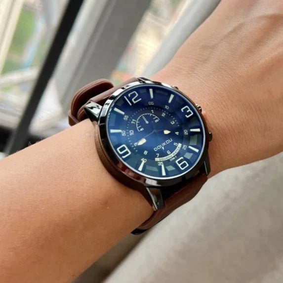 Large Dial Unisex Watch for Men and Women Blue Light Glass Leather Strap Casual Wristwatch Luxury Gift Clock Dropshipping