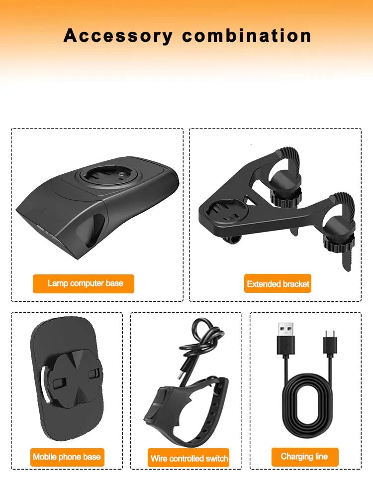 Bicycle lights & horns & Garmin computer stand 3in1, stacked BIKE computer base computer stand cycling code watch base headlighg