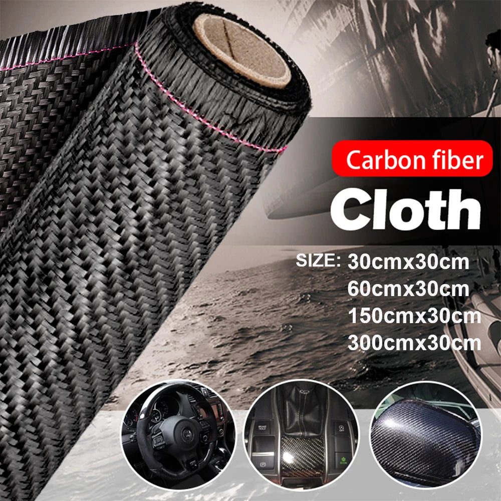 3K 200gsm Carbon Fiber Cloth 50cm/30cm wide Plain Carbon Fabric For Commercial Car Part Sport Equipment