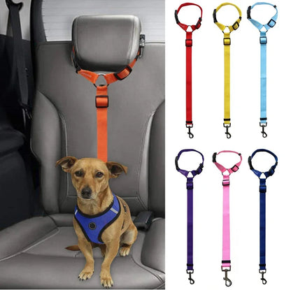 Adjustable Nylon Fabric Car Headrest Restraint Dog and Cat Safety Seat Belt Strap Vehicle Seatbelts Harness