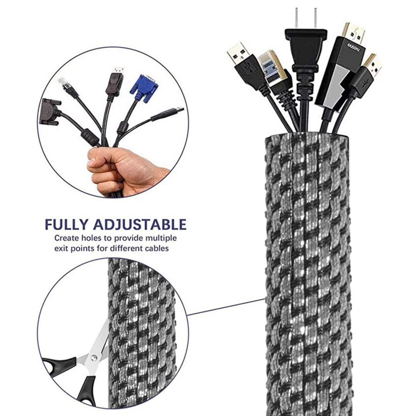 5-8mm Thermoresistant Tin Plating Cable Tube Sleeve EMI Shielded Flexible Wire Wrap Cover Line Cord Organizers Cable Management