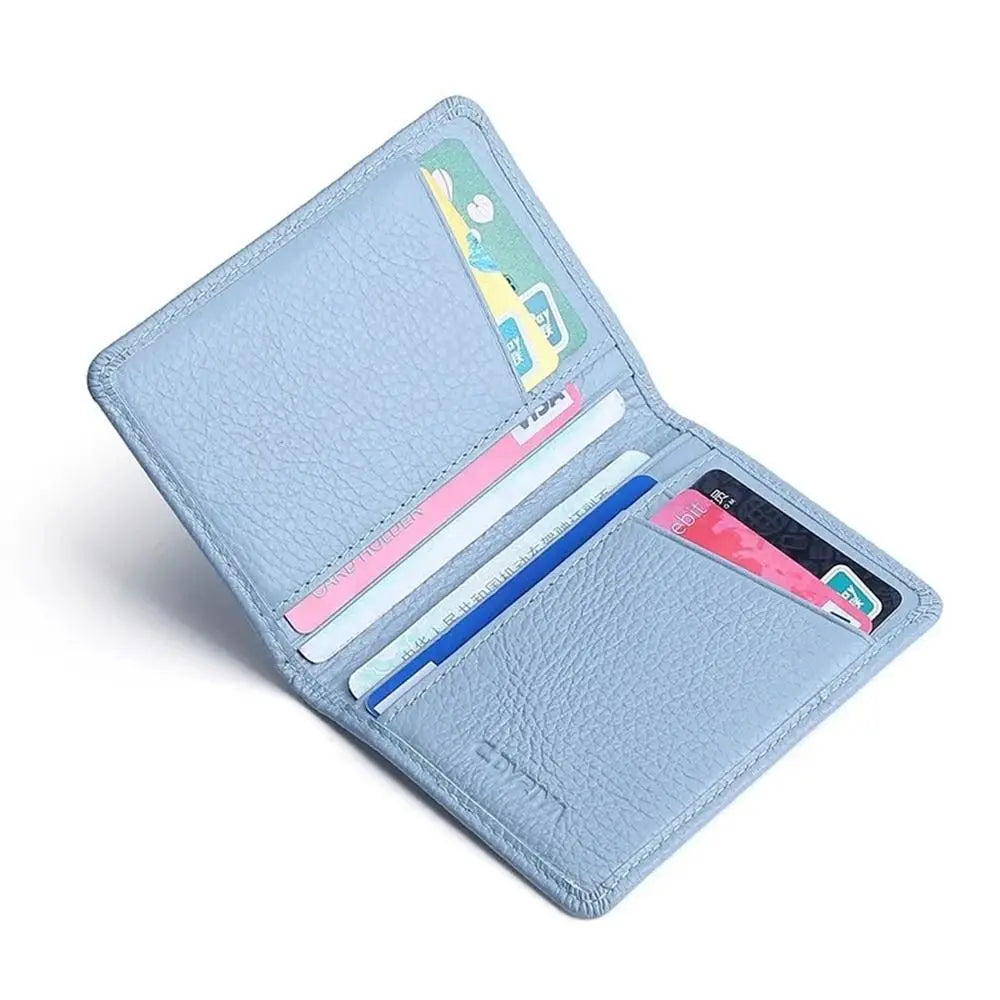Multi-card Slot Solid Color Portable Leather Card Case Universal Bank Card Credit Card ID Bus Card Holder Travel Card Organizer
