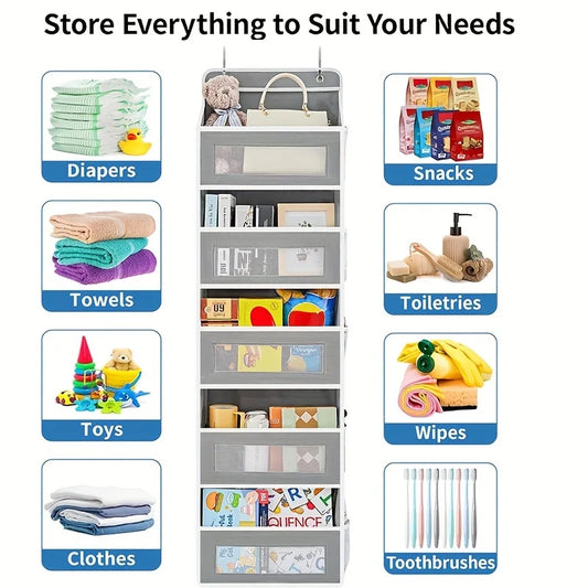 5-Shelf Hanging Storage Organizer - Behind Door, Anti-Tilt, 5 Large Capacity Pockets, Suitable for Bedroom, Bathroom