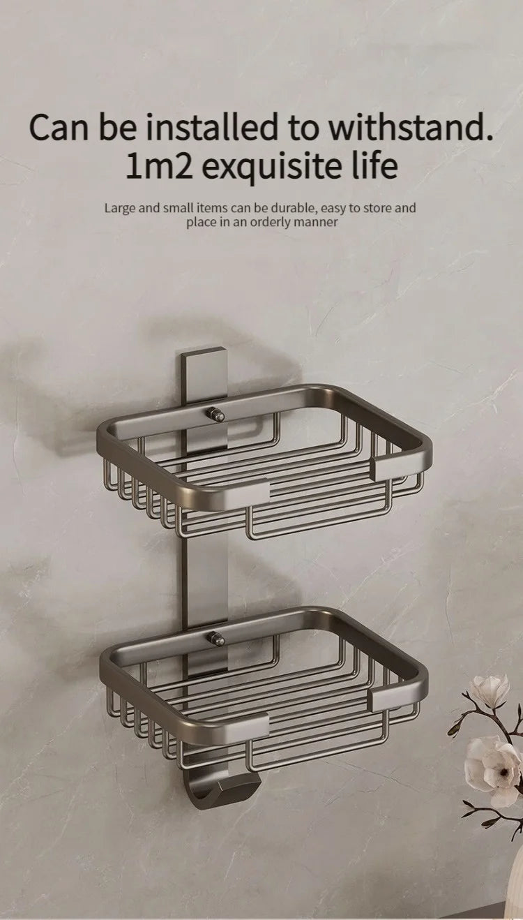 Aluminum Bathroom Drain Soap Storage Holder Soap Dish Storage Rack Bathroom Accessories