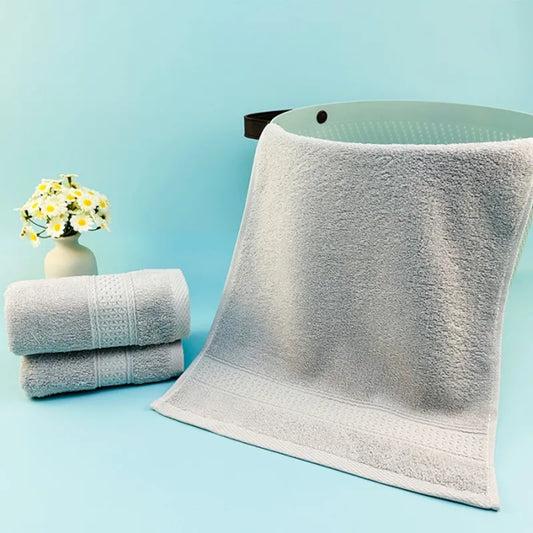 Towel Set 100%Cotton Terry Cloth Face+Bath+Hand Towels for Home Hotel Bath Room Adult Kids, 70*140cm Grey White Beach Towel