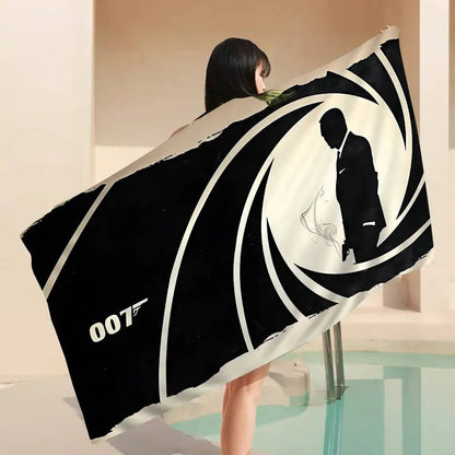 British Legend J-James B-Bond 007 Cartoon Beach Towel Cute Kawaii Room Decor Bath Girls Children Hand Towels For Bathroom Shower