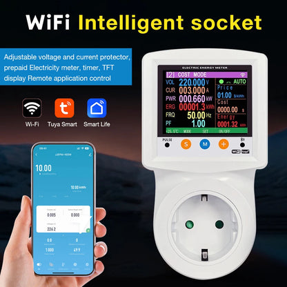 WIFI Smart Wattmeter Digital Power Meter Electricity Consumption Energy Meter Voltage Current Protection EU Plug Timer Switch