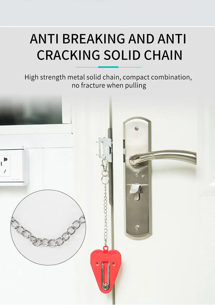 Security Portable Door Lock Latch No Drill Manual Hotel Room Devices For Add Security Holes Removable For Travel Safety