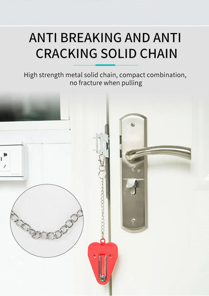 Security Portable Door Lock Latch No Drill Manual Hotel Room Devices For Add Security Holes Removable For Travel Safety