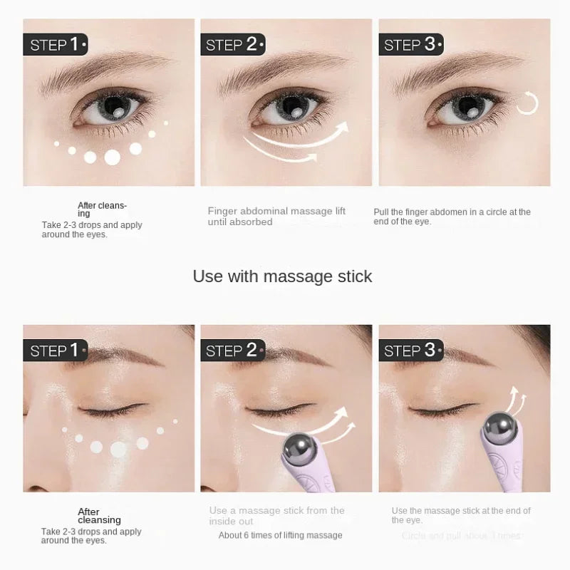 A double-ended manual eye massage roller with a gentle roll-on design for delicate eye treatments