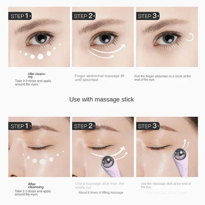 A double-ended manual eye massage roller with a gentle roll-on design for delicate eye treatments