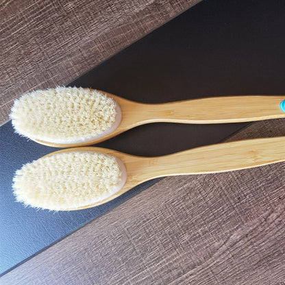 Double-sided Shower Bath Body Brush Skin Care Long Handle Soft Bristles Shower Brush Dry Skin Exfoliating Cleaning Tool