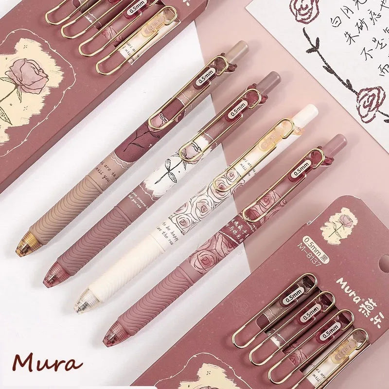 4PCS Retro Style Handbook Pen Marker Graffiti Brush Inscription Pen Office Culture and Educational Supplies