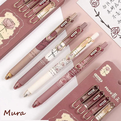 4PCS Retro Style Handbook Pen Marker Graffiti Brush Inscription Pen Office Culture and Educational Supplies