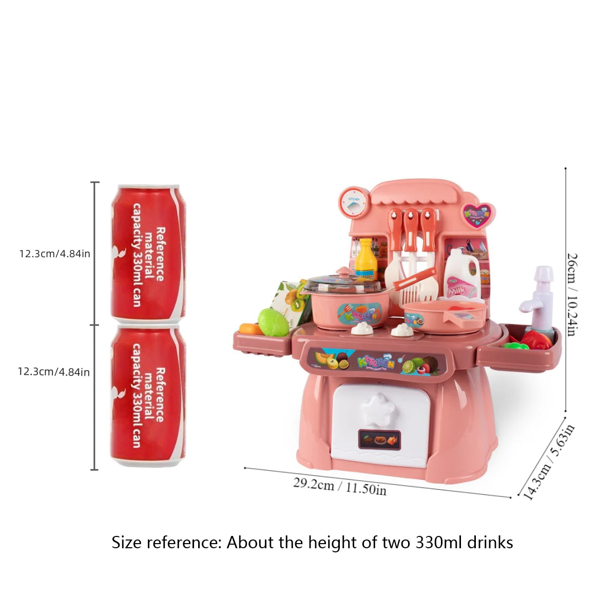 Pretend Play Kitchen Set With Sounds, Lights, Cooking Stove, Sink, And Play Food - Mini Toy Kitchen