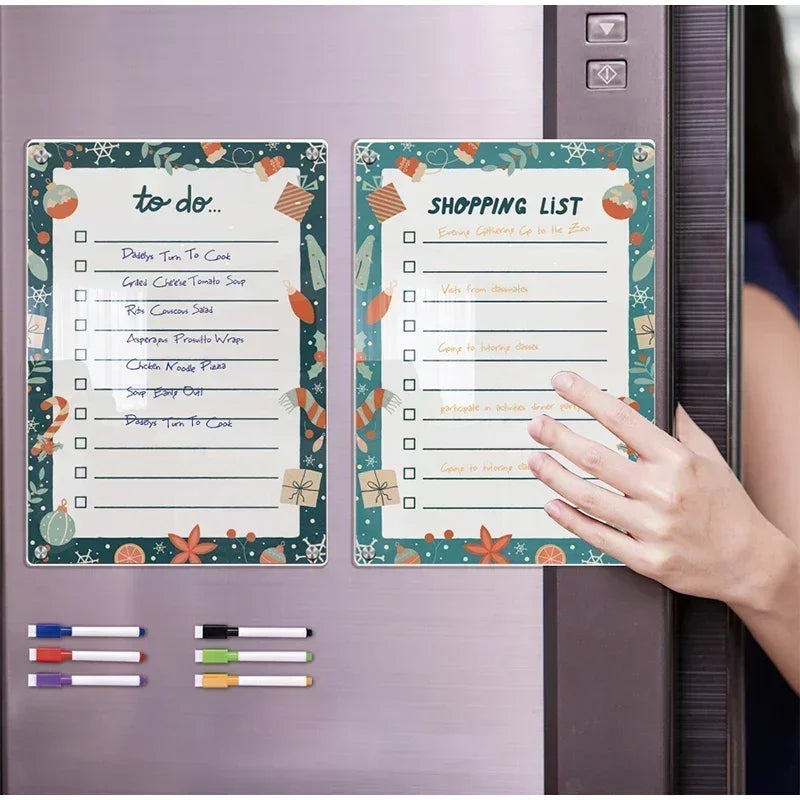 Fridge Magnet Calendar Magnetic Board Weekly Planner Reusable Dry Erase Board Schedule Transparent Fridge Message Menu Gadgets