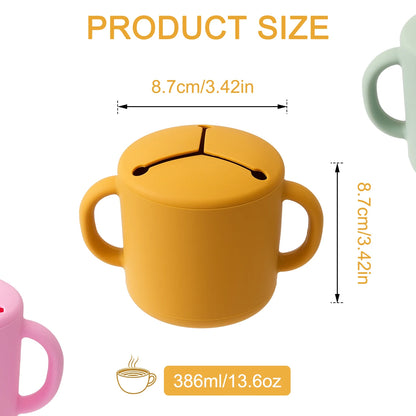 1PCS Baby Silicone Double Handle Snack Cup BPA Free Portable Feeding Food Baby Snack Container Baby Snack Box Cup Baby Stuff