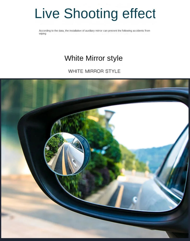 Car Blind Spot Rear View Mirror Wide Angle 360 Degree Adjustable Small Round Mirror Car Reverse Auxiliary Rearview Convex Mirror