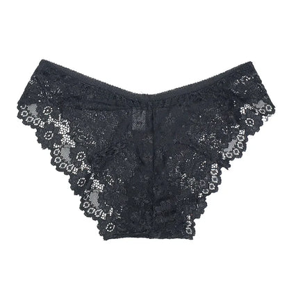 5 PCS/Set Sexy Ladies Transparent Lace Lingerie Panties Woman Cotton Crotch Solid Color Briefs Underwear