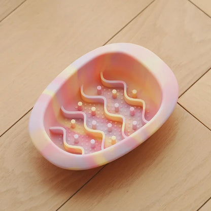 Slow Feeder Bowl for Dogs & Cats - Non-slip Silicone Pet Food Dish with Egg Design for Small Dogs & Kittens