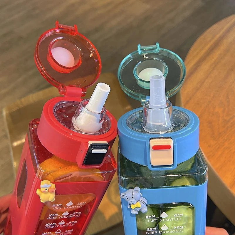 1 Piece White 900ml Sports Water Bottle Portable Sippy Cup Suitable For Outdoor Sports Carrying Handheld Square Plastic Cup