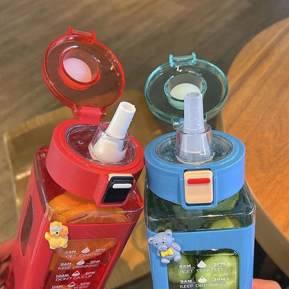 1 Piece White 900ml Sports Water Bottle Portable Sippy Cup Suitable For Outdoor Sports Carrying Handheld Square Plastic Cup