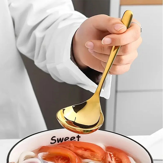 Korean Stainless Steel Thickening Spoon Creative Long Handle Hotel Hot Pot Spoon Soup Ladle Home Kitchen Essential Tools