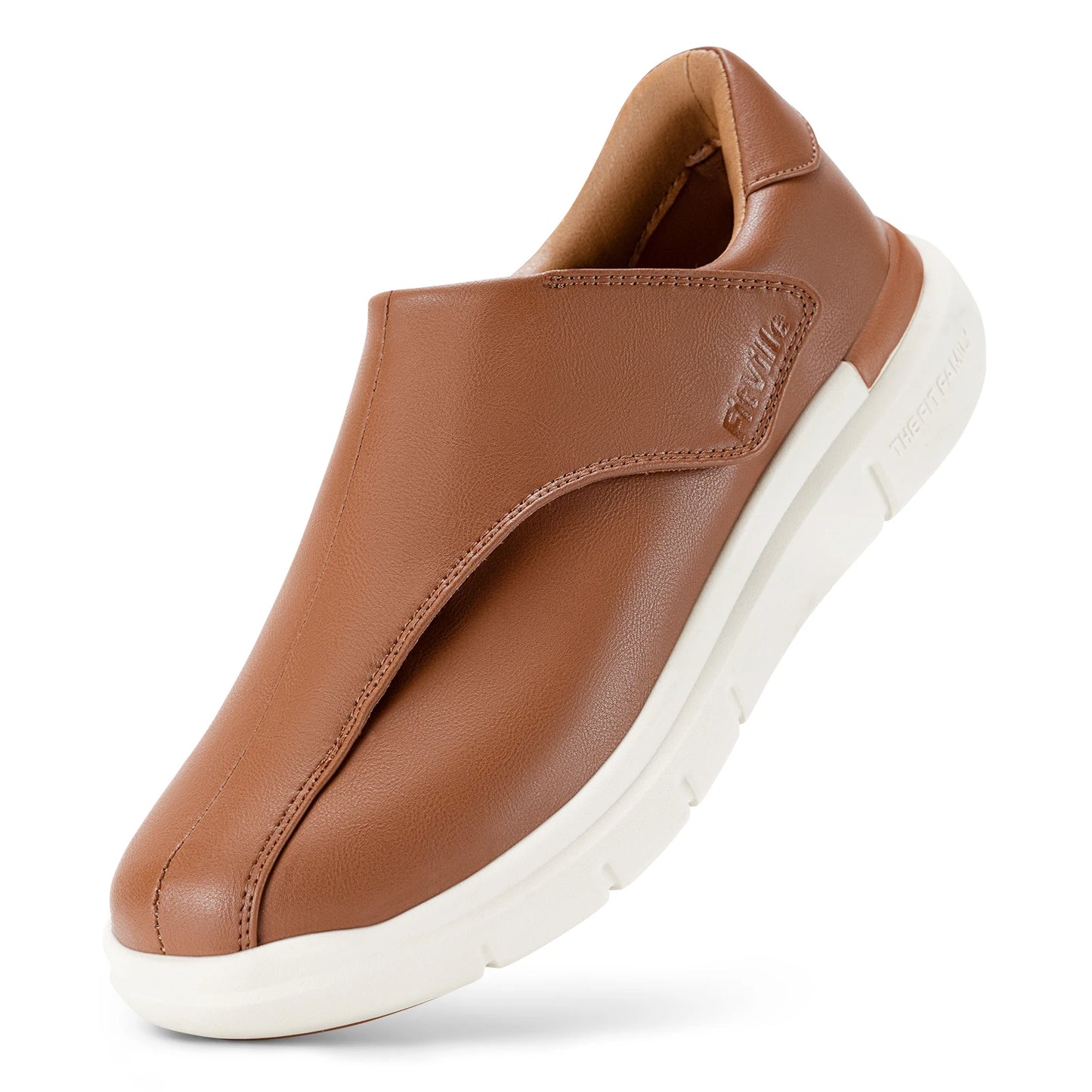 FitVille Men's Leather Shoes Diabetic Shoes Casual Oxford Shoes Adjustable Lightweight Formal Business Shoes for Swollen Feet