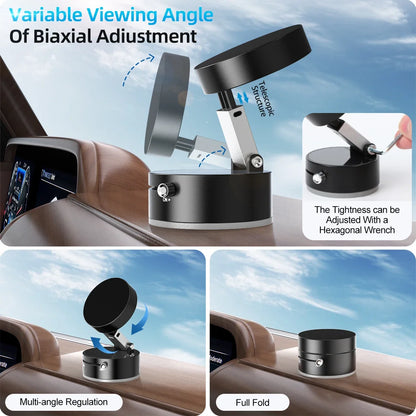 Magnetic Car Phone Mount 2-Sided Suction Cup Foldable Holder Strong Grip for Dashboard Windshield Universal Accessory
