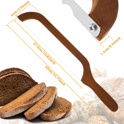 Bread Bow Cutter Serrated Bagel Cutter Stainless Steel Sourdough Bread Slicer Bread Cutting Tool for Bagels Bread Baguettes