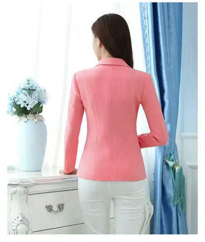 Women Blazer Office Ladies Elegant Outwear Long Sleeve Work Wear Classy Female Pink Suit African Autumn Fashion 2025 New