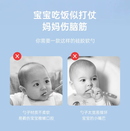 1pcs Soft Silicone Spoon Set Baby Stars Tableware Learning Training Spoon Children's Feeding Reborn Silicone Safe Utensils