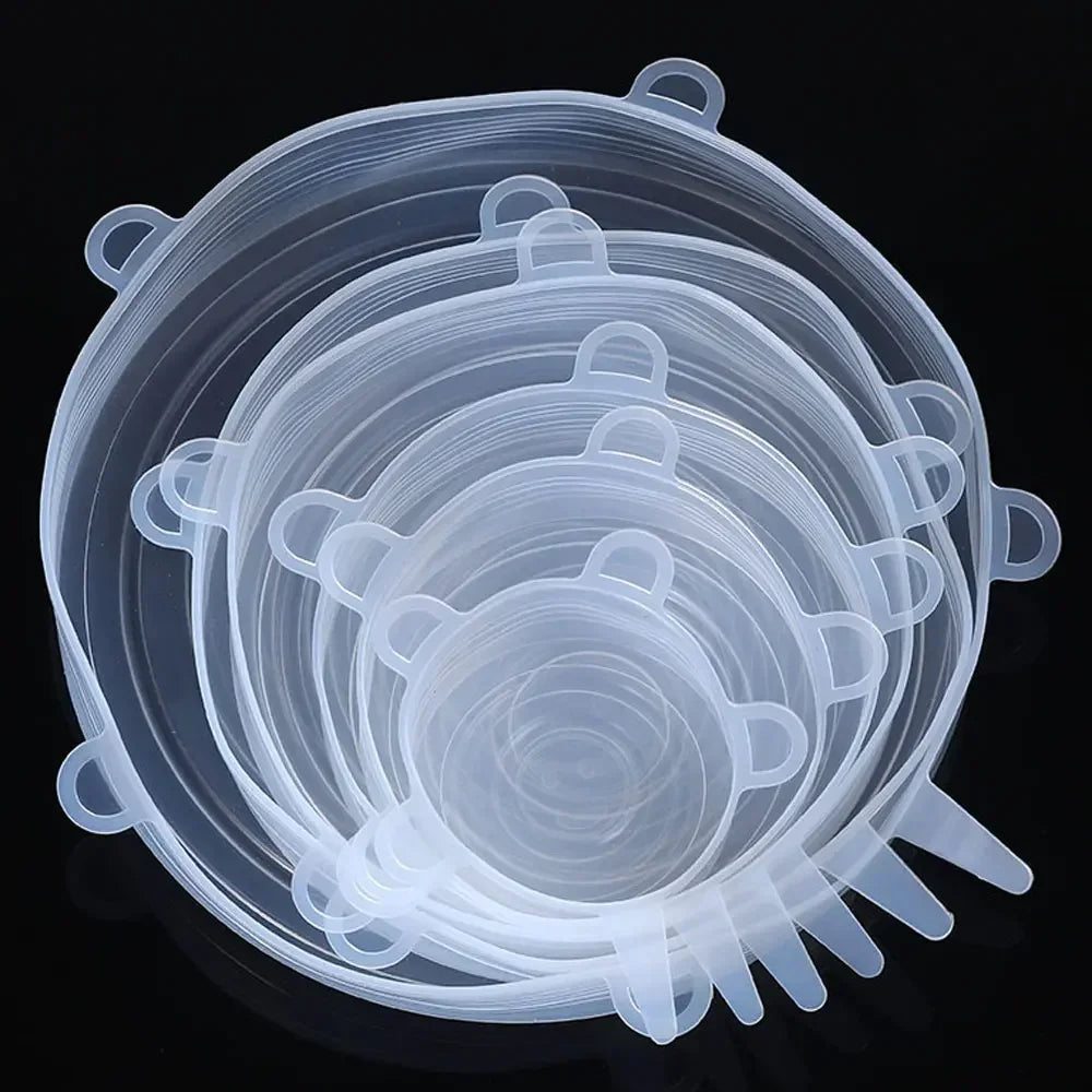 6PCS Silicone Stretch Lids for Food Freshness Reusable Durable Expandable Covers for Kitchen and Food Storage