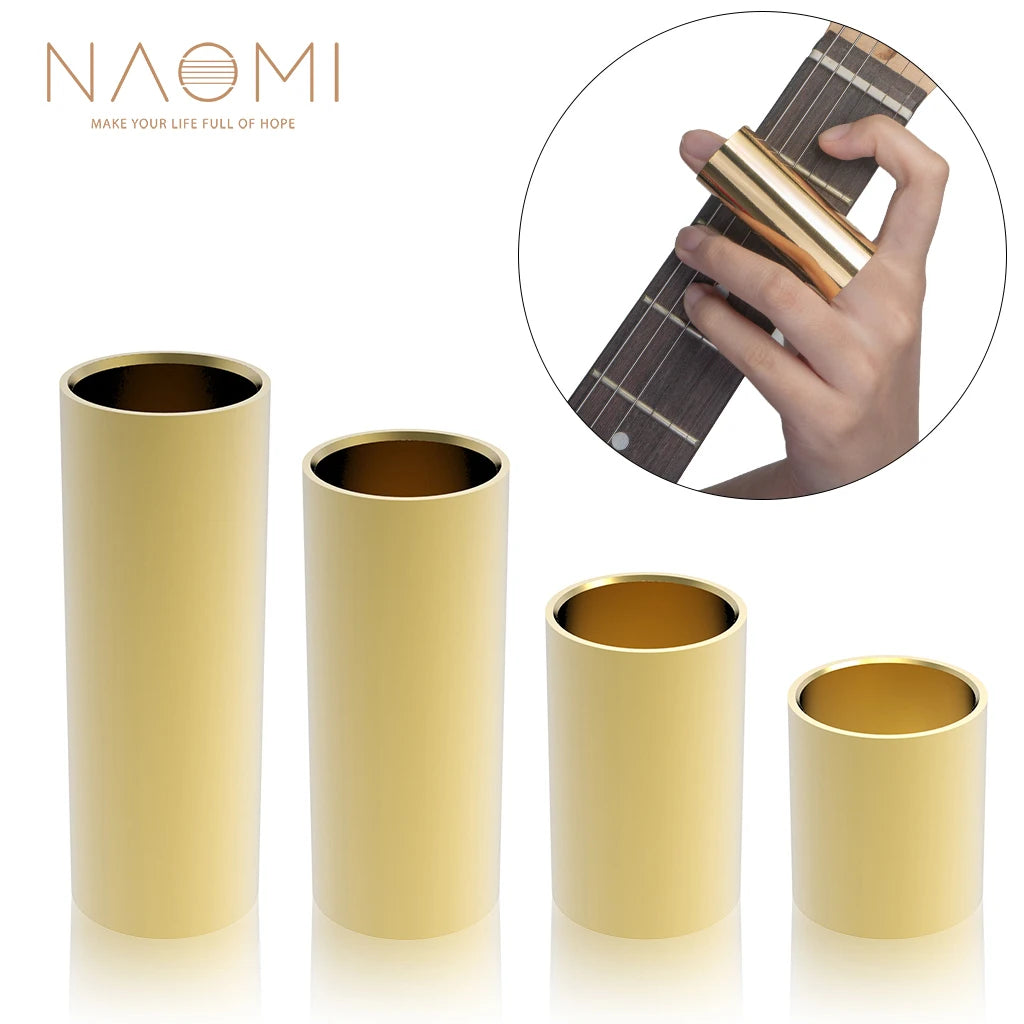 NAOMI Golden-plated Steel Guitar Slide Length 28 50 60 70 mm Stainless Slider Guitarra Smooth Edge Metal Finger Slide For Guitar