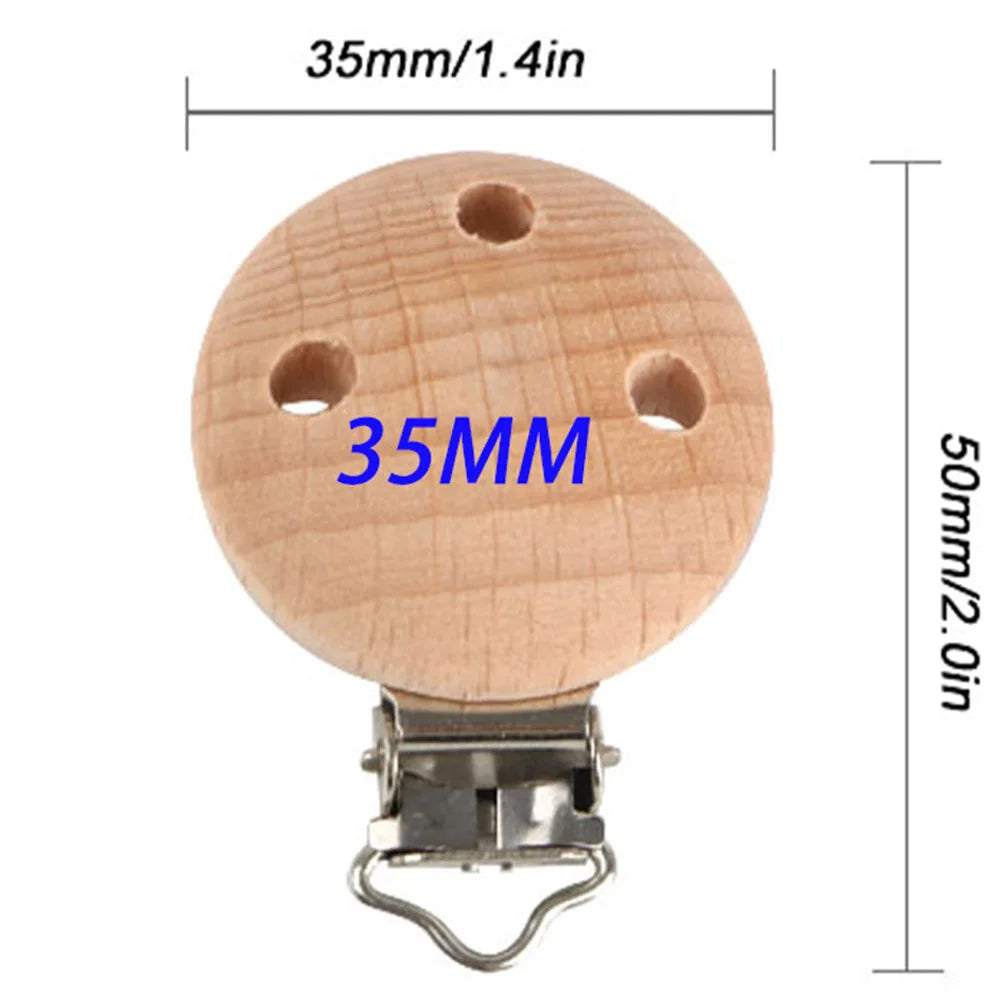 Kovict 5Pcs 19 Styles Beech Wooden Clips Metal Bracket DIY Pacifier Chain Handmade Crafts Accessories