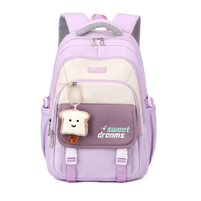Girls Backpack for School Kawaii Bookbag for Teenage Multiple Pockets School Bag for Primary Elementary Middle School, Age 6-14