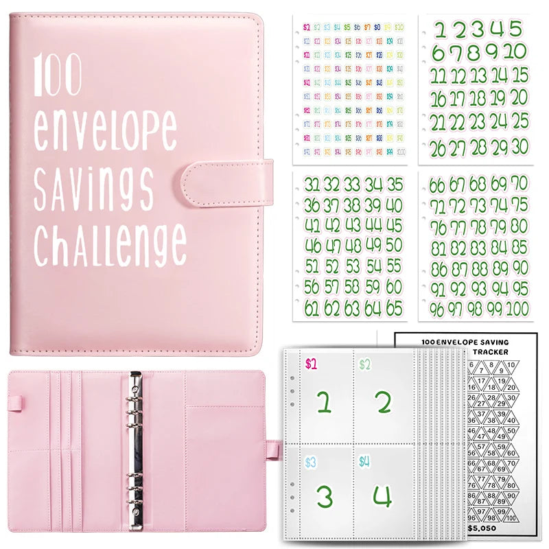 100 Envelope Cash Savings Challenge, Saving Challenge Envelop Book, Budget Envelope Financial Assistant, A5 Size Cash Binder