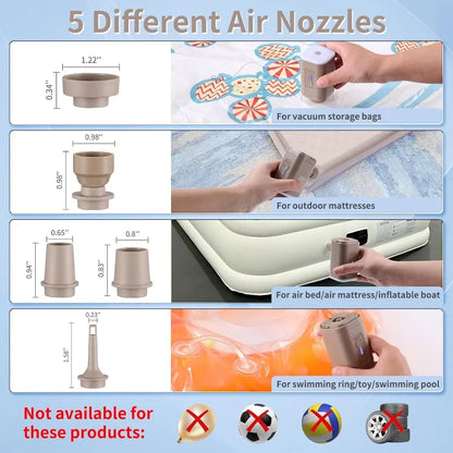 Electric Air Pump for Inflatables Portable Mini Vacuum Pump Blow Up Pool Raft Bed Boat Toys, Vacuum Bags Yoga Exercise Ball