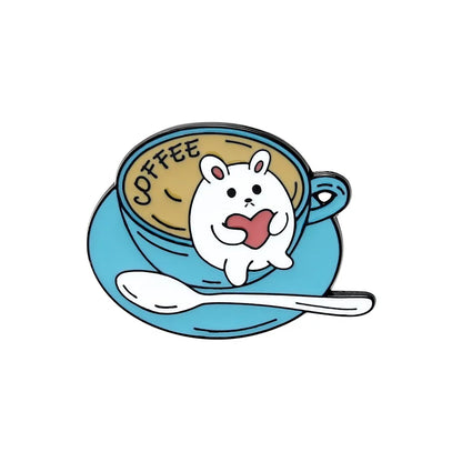 Creative Coffee Enamel Brooch Spaceship Coffee Elements Need By Coffee Power Books Cat Coffee Cups Metal Badge Lapel Pin Jewelry