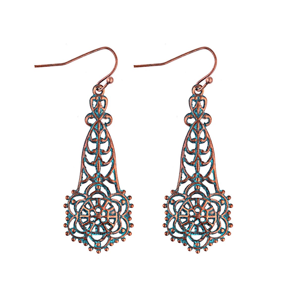 Ethnic Women's Pigeon Bohemian Earrings Vintage Bronze Gypsy Turquoises Jhumka Earrings Oorbellen